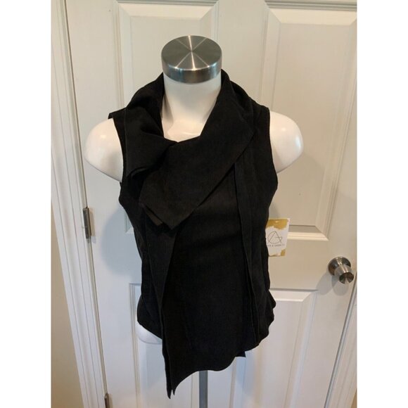 BCBG Max Azria Black Faux Vegan Leather Fabrian Zip-Up Vest, Size XS - Picture 1 of 5